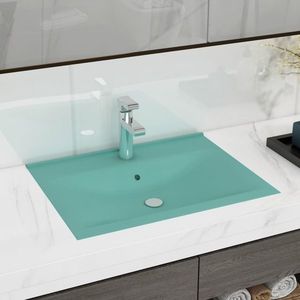 vidaXL Chiuvetă baie lux, orificiu robinet verde mat 60x46 cm ceramică imagine