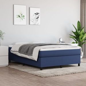 vidaXL Cadru de pat, albastru, 140 x 200 cm, material textil imagine