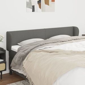 vidaXL Tăblie de pat cu aripioare gri închis 163x23x78/88 cm textil imagine