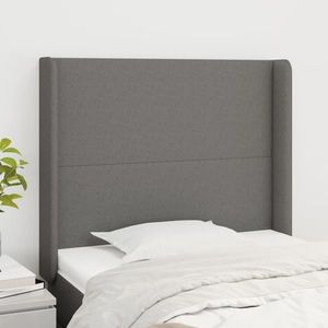 vidaXL Tăblie de pat cu aripioare gri închis 83x16x118/128 cm textil imagine