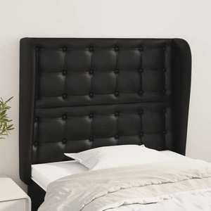 vidaXL Tăblie de pat cu aripioare, negru, 103x23x118/128 cm, piele eco imagine