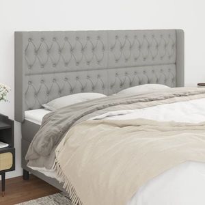 vidaXL Tăblie de pat cu aripioare gri deschis 203x16x118/128 cm textil imagine