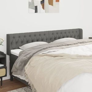 vidaXL Tăblie de pat cu aripioare gri închis 183x16x78/88 cm textil imagine