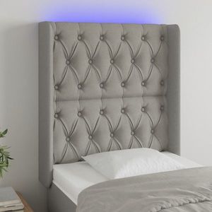 vidaXL Tăblie de pat cu LED, gri deschis, 83x16x118/128 cm, textil imagine