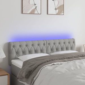 vidaXL Tăblie de pat cu LED, gri deschis, 160x7x78/88 cm, textil imagine