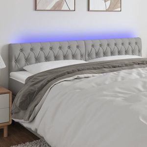 vidaXL Tăblie de pat cu LED, gri deschis, 200x7x78/88 cm, textil imagine