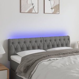 vidaXL Tăblie de pat cu LED, gri închis, 160x7x78/88 cm, textil imagine