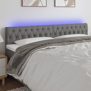 vidaXL Tăblie de pat cu LED, gri închis, 180x7x78/88 cm, textil imagine