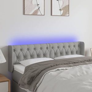 vidaXL Tăblie de pat cu LED, gri deschis, 163x16x78/88 cm, textil imagine
