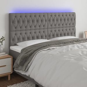 vidaXL Tăblie de pat cu LED, gri închis, 200x7x118/128 cm, textil imagine