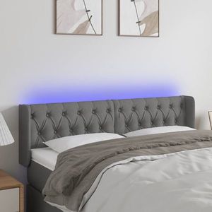 vidaXL Tăblie de pat cu LED, gri închis, 163x16x78/88 cm, textil imagine