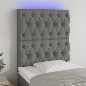 vidaXL Tăblie de pat cu LED, gri închis, 80x7x118/128 cm, textil imagine