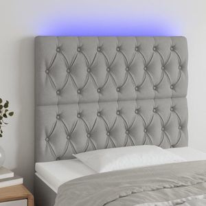 vidaXL Tăblie de pat cu LED, gri deschis, 100x7x118/128 cm, textil imagine