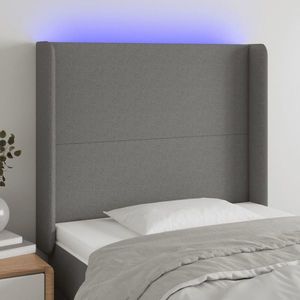 vidaXL Tăblie de pat cu LED, gri închis, 83x16x118/128 cm, textil imagine