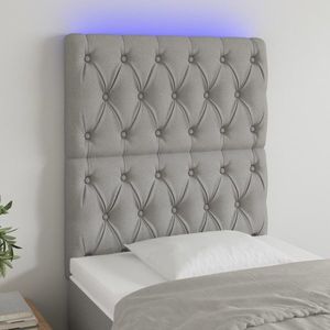 vidaXL Tăblie de pat cu LED, Gri deschis, 80x7x118/128 cm, textil imagine
