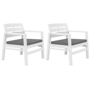 vidaXL Set mobilier de grădină, 3 piese, alb, plastic imagine