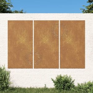 vidaXL Decorațiuni perete de grădină 3 buc. 105x55cm oțel corten soare imagine