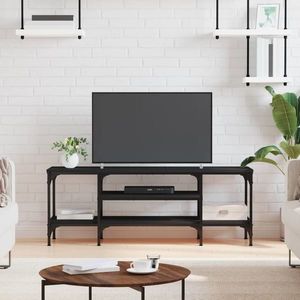 vidaXL Comodă TV, negru, 121x35x45 cm, lemn prelucrat & fier imagine