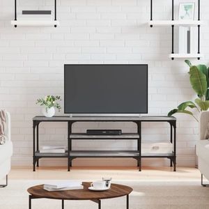 vidaXL Comodă TV, sonoma gri, 121x35x45 cm, lemn prelucrat & fier imagine