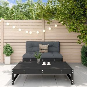 vidaXL Set mobilier de grădină cu perne, 2 piese, negru, lemn masiv imagine