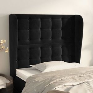 vidaXL Tăblie de pat cu aripioare, negru, 103x23x118/128 cm, catifea imagine