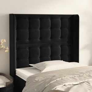 vidaXL Tăblie de pat cu aripioare, negru, 103x16x118/128 cm, catifea imagine