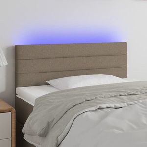vidaXL Tăblie de pat cu LED, gri taupe, 80x5x78/88 cm, textil imagine