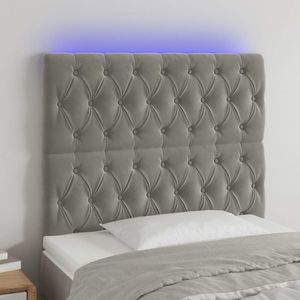 vidaXL Tăblie de pat cu LED, gri deschis, 100x7x118/128 cm, catifea imagine