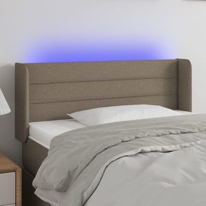 vidaXL Tăblie de pat cu LED, gri taupe, 83x16x78/88 cm, textil imagine