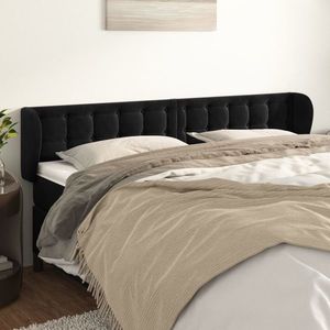 vidaXL Tăblie de pat cu aripioare negru 203x23x78/88 cm catifea imagine