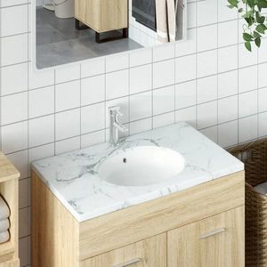 vidaXL Chiuvetă de baie albă 38, 5x33, 5x19 cm, ovală, ceramică imagine