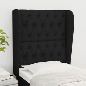 vidaXL Tăblie de pat cu aripioare, negru, 83x23x118/128 cm, textil imagine