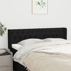 vidaXL Tăblie de pat cu aripioare negru 163x16x78/88 cm textil imagine