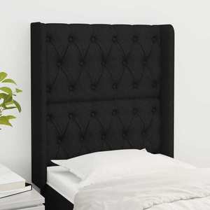 vidaXL Tăblie de pat cu aripioare, negru, 83x16x118/128 cm, textil imagine