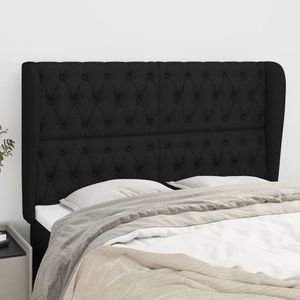 vidaXL Tăblie de pat cu aripioare, negru, 163x23x118/128 cm, textil imagine