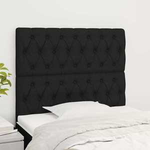 vidaXL Tăblii de pat, 2 buc, negru, 90x7x78/88 cm, textil imagine