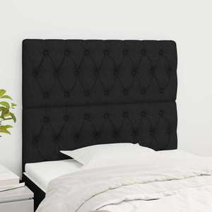 vidaXL Tăblii de pat, 2 buc, negru, 100x7x78/88 cm, textil imagine