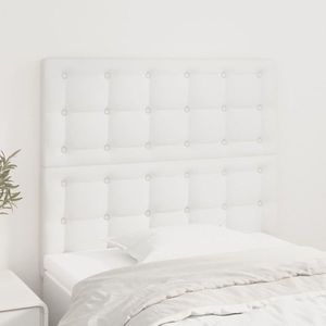 vidaXL Tăblii de pat, 2 buc, alb, 100x5x78/88 cm, piele ecologică imagine