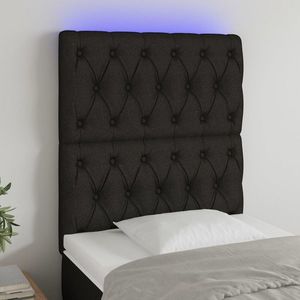 vidaXL Tăblie de pat cu LED, negru, 80x7x118/128 cm, textil imagine