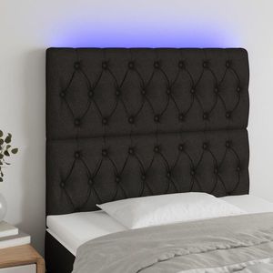 vidaXL Tăblie de pat cu LED, negru, 100x7x118/128 cm, textil imagine