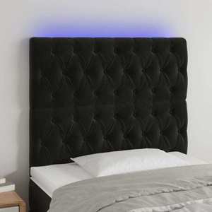 vidaXL Tăblie de pat cu LED, negru, 100x7x118/128 cm, catifea imagine
