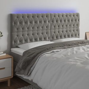 vidaXL Tăblie de pat cu LED, gri deschis, 200x7x118/128 cm, catifea imagine