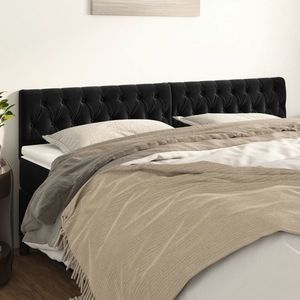 vidaXL Tăblii de pat, 2 buc, negru, 100x7x78/88 cm, catifea imagine