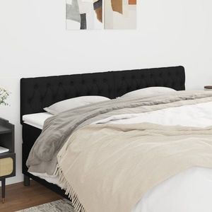 vidaXL Tăblii de pat, 2 buc, negru, 90x7x78/88 cm, textil imagine