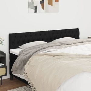 vidaXL Tăblii de pat, 2 buc, negru, 100x7x78/88 cm, textil imagine