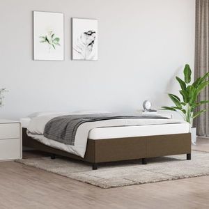vidaXL Cadru de pat, maro închis, 140x190 cm, material textil imagine
