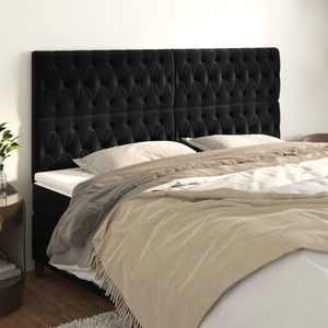 vidaXL Tăblii de pat, 4 buc, negru, 100x7x78/88 cm, catifea imagine