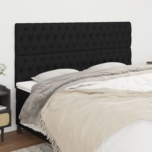 vidaXL Tăblii de pat, 4 buc, negru, 90x7x78/88 cm, textil imagine