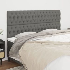 vidaXL Tăblii de pat, 4 buc, gri închis, 90x7x78/88 cm, textil imagine