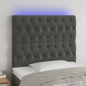 vidaXL Tăblie de pat cu LED, gri închis, 100x7x118/128 cm, textil imagine